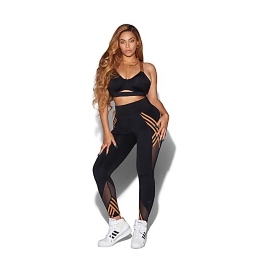 IVY PARK x ADIDAS NWOT HIGH WAIST BLACK LEGGINGS W/TRIPLE STRIPE SIZE MEDIUM